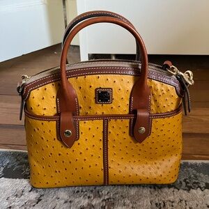 Dooney & Bourke Yellow Ostrich-Embossed Leather Satchel